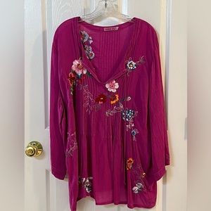 Johnny Was Boho Lilac Floral Top